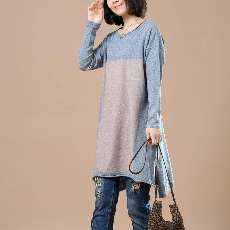Chic Relaxation Gray long sweater plus size winter dresses