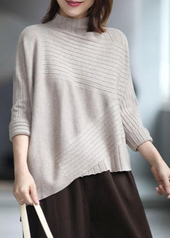 Luxury Style Casual Apricot elegant Turtleneck Casual Fall Sweater