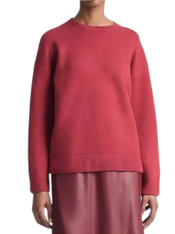 Structured Wool-Blend Pullover Sweater In Raspberry