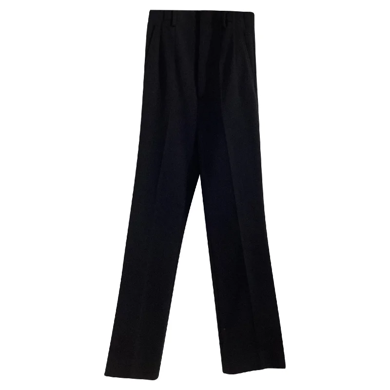 Simple Matching Saint Laurent High-Rise Wide-Leg Trousers in Black Wool