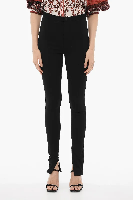 High-end Customization Wardrobe.nyc High-Waisted Stretch Fabric Pants with Ankle Zip