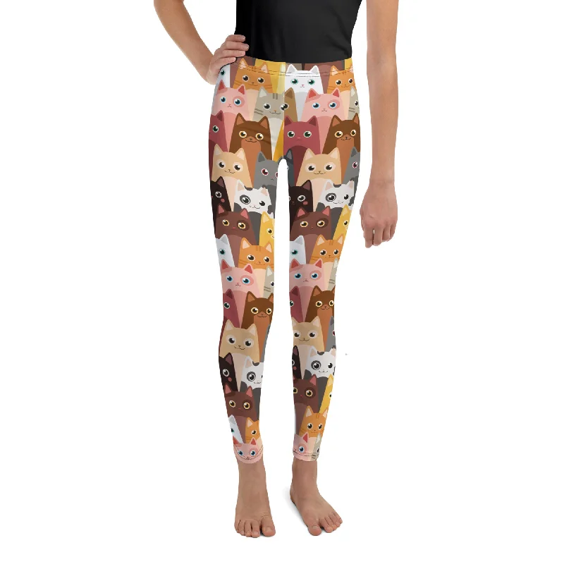 Elegant Wear Cartoon Cats Youth Leggings