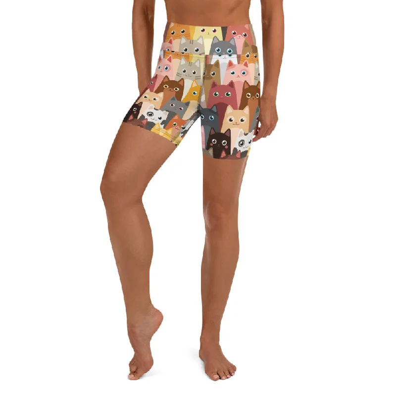 Urban Style Cartoon Cats Yoga Shorts
