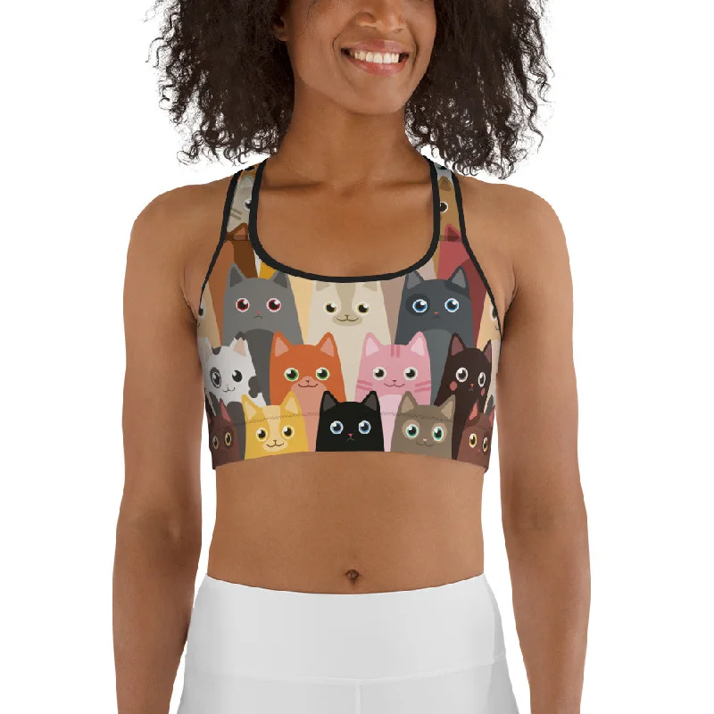 High-end Fashion Cartoon Cats Sports Bra