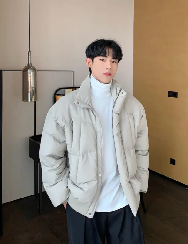 Cool Summer PU Leather Stand Collar Down Jacket
