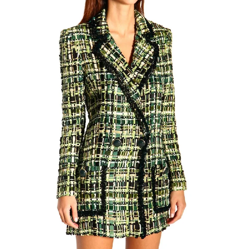 Casual Style Elisabetta Franchi Elegant Forest Green Buttoned Women's Jacket