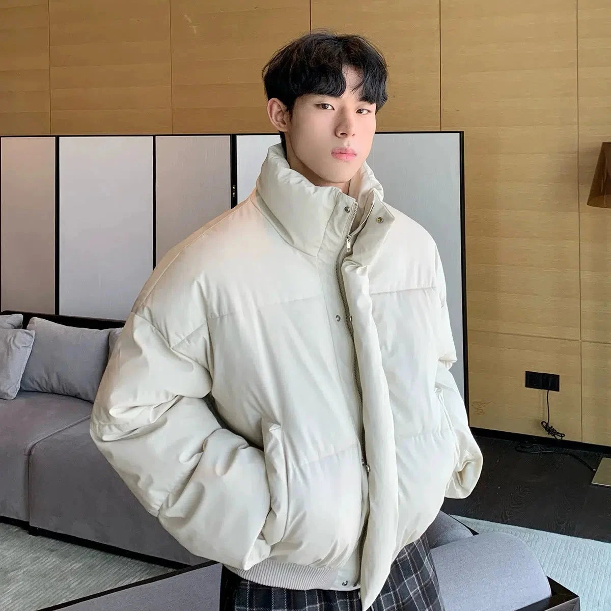 Elegant And Lazy Stand Collar Insulated Cotton Jacket