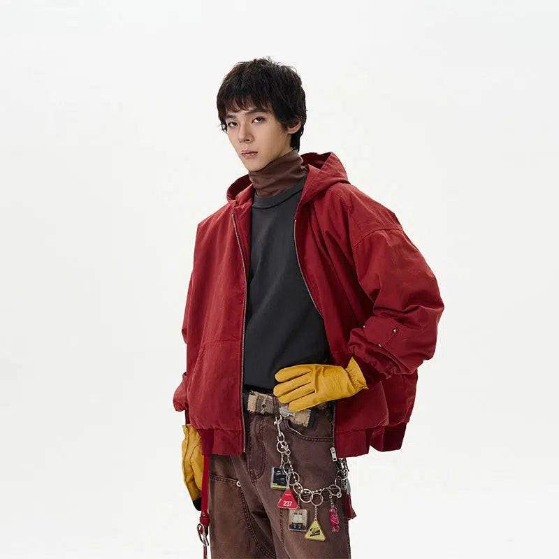 Unique Design Red Hooded Jacket