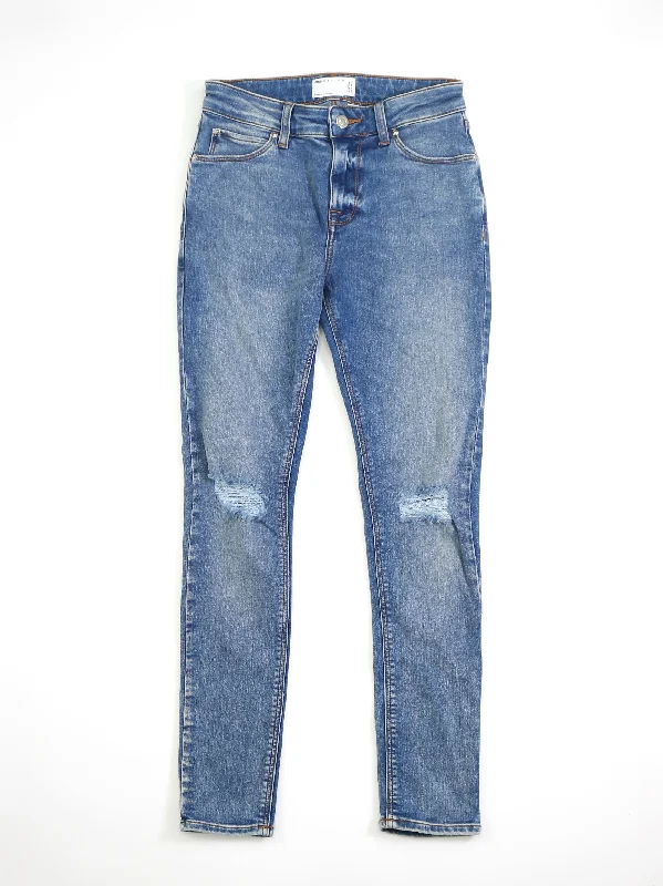 Fashion Must-have Women's Washed Ripped Skinny Jeans,Blue