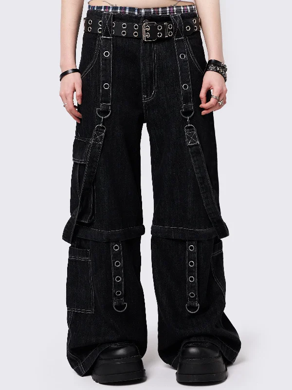 Soft Wear Trek Black Wide Leg Cargo Jeans