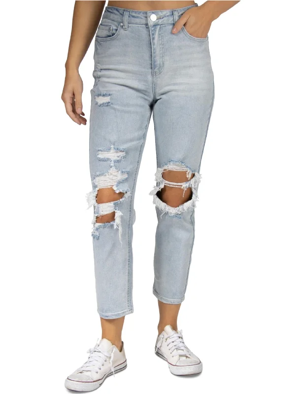 Fashion Concept Women's Ripped Washed Jeans,Light Blue