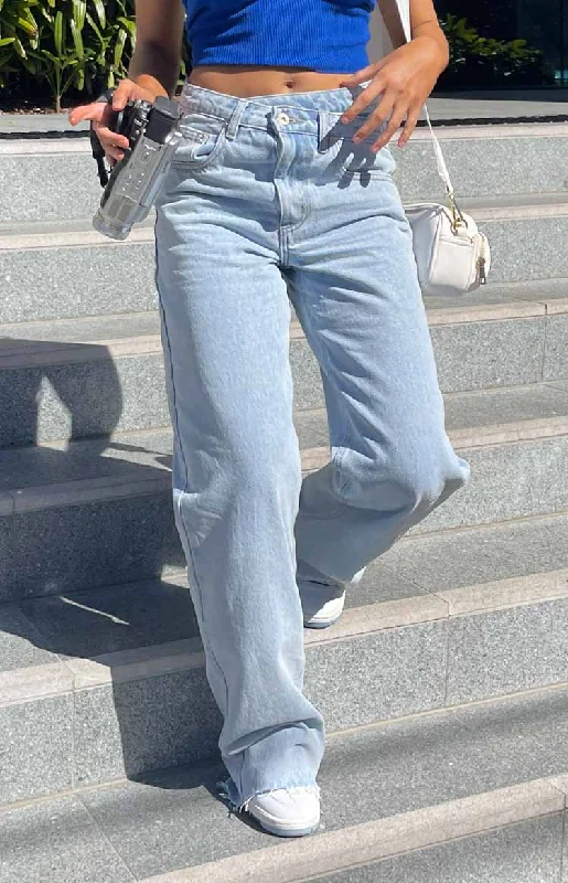 Comfy Chic Kansis Light Blue Uneven Waist Jeans