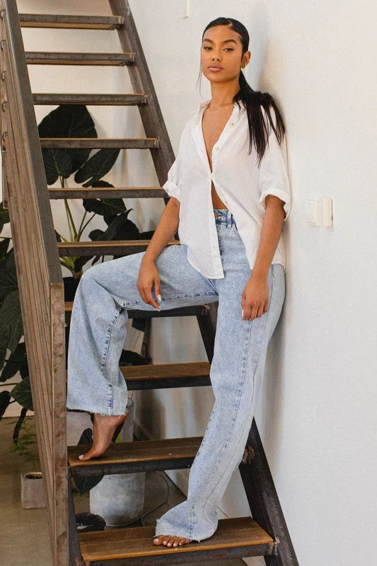 Dressing Tips High-Rise Color Block Wide Leg Jeans