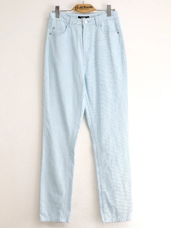 Fresh And Elegant Women's Plain Solid Jeans,Light Blue