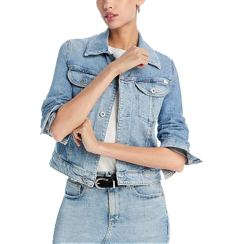 Noble And Elegant AG Jeans Womens Collared Long Sleeves Denim Jacket