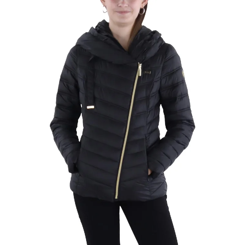 Playful Style Laundry by Shelli Segal Womens Asymmetric Nylon Puffer Jacket