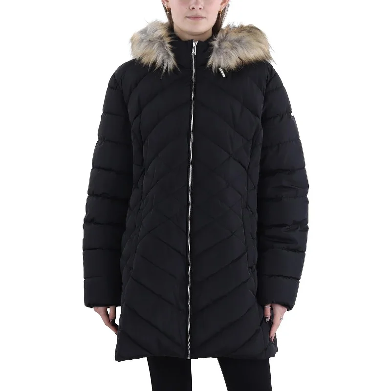 Sweet Girl Laundry by Shelli Segal Womens Faux Fur Trim Hooded Puffer Jacket
