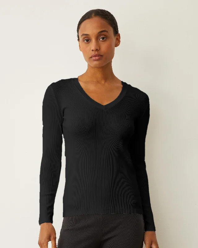 Trendy Comfort Wear Supimaluxe Rib Long Sleeve V Neck