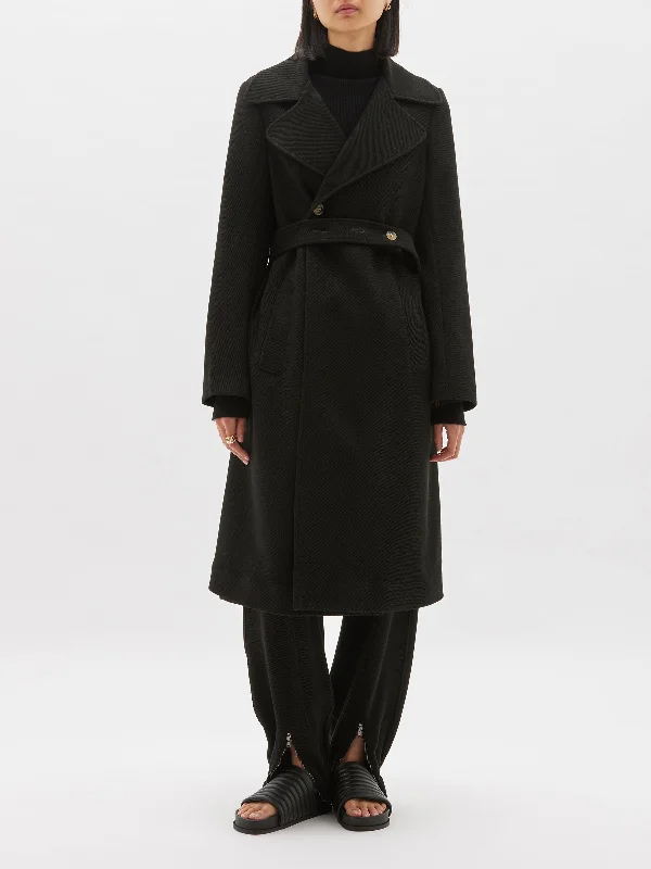 Soft Textures raised twill trench coat