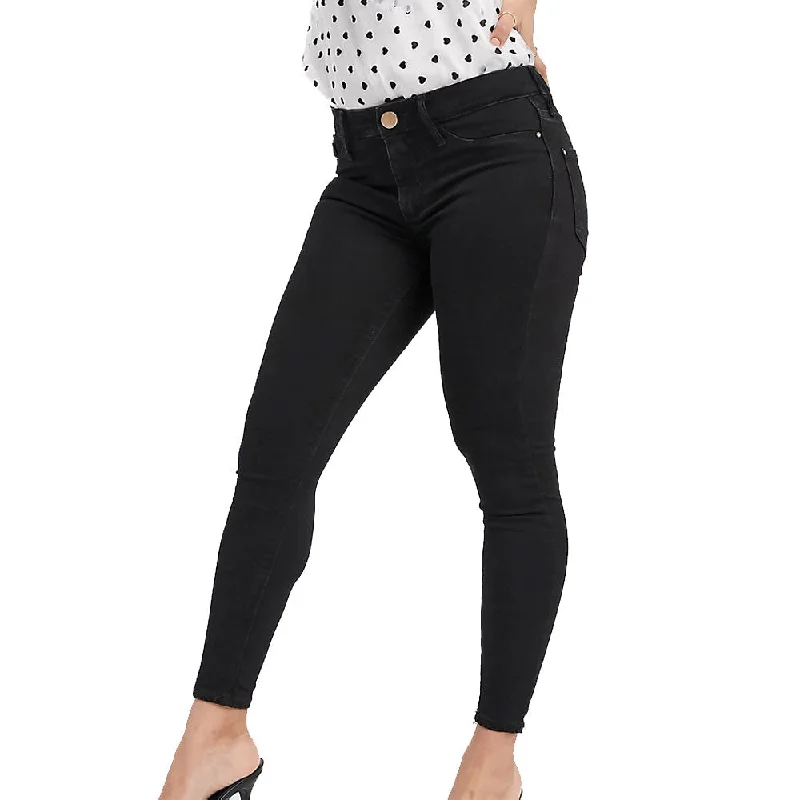 Simple Elegance Women's Mid Rise Solid Jeans,Black