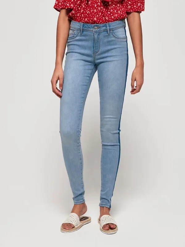 Simple Design Women's Washed Jeans Pant,Light Blue
