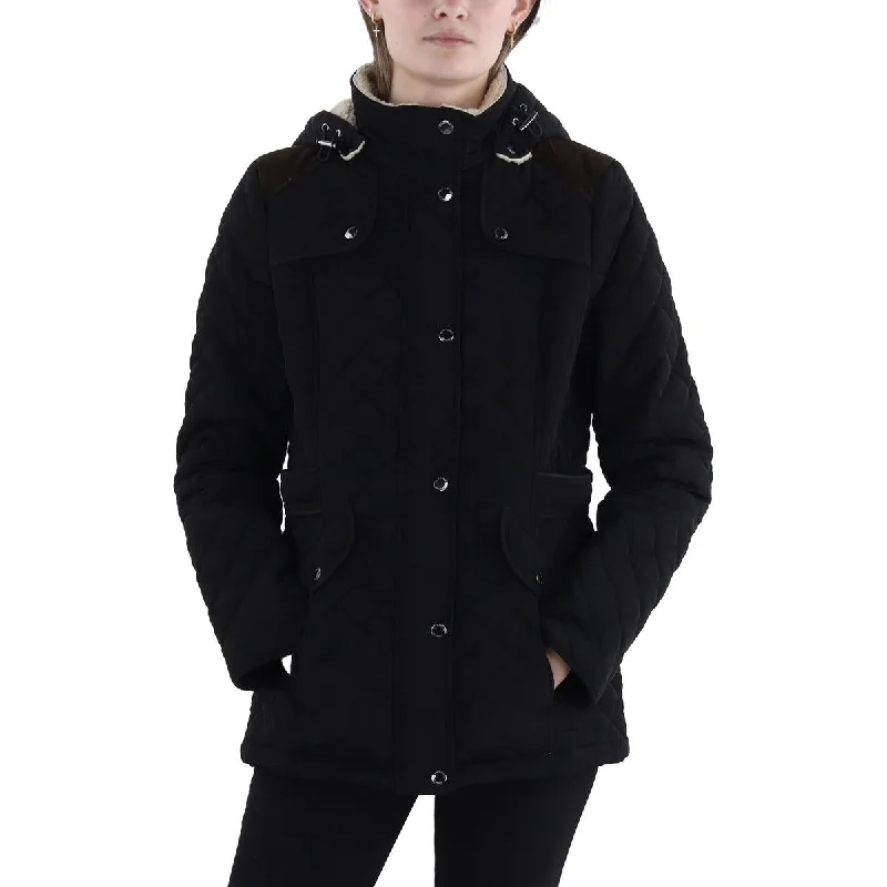 Beautiful Romance Laundry by Design Womens Faux Fur Hooded Quilted Coat