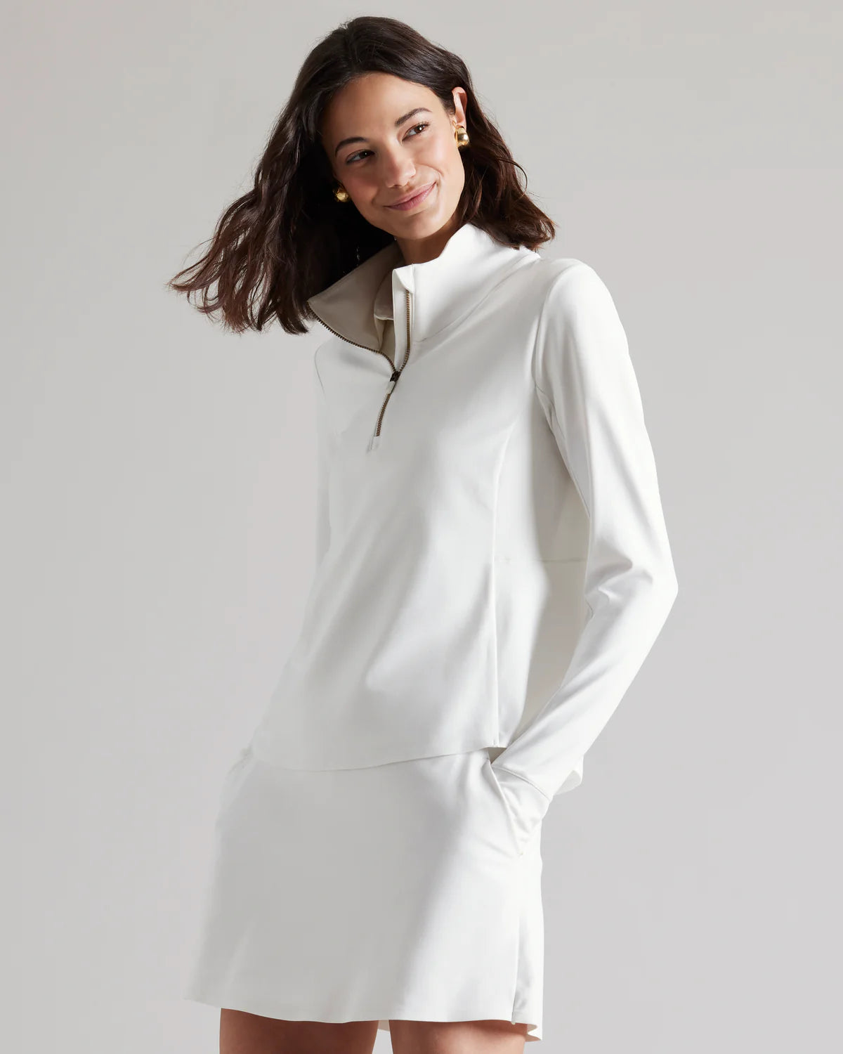 Cozy Fashion Rhone Women's Course To Court 1/4 Zip Pullover - Snow White