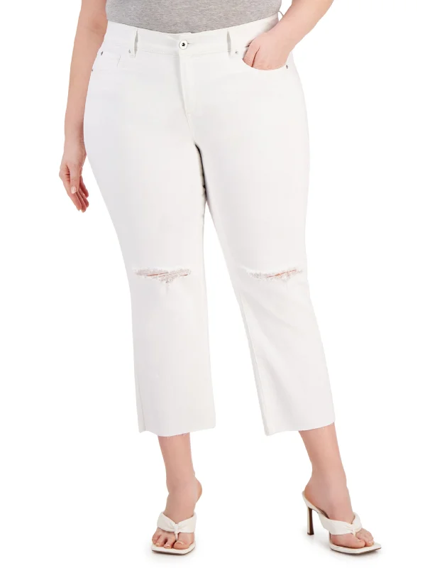 Classic Choice Women's Ripped Denim Jeans,White