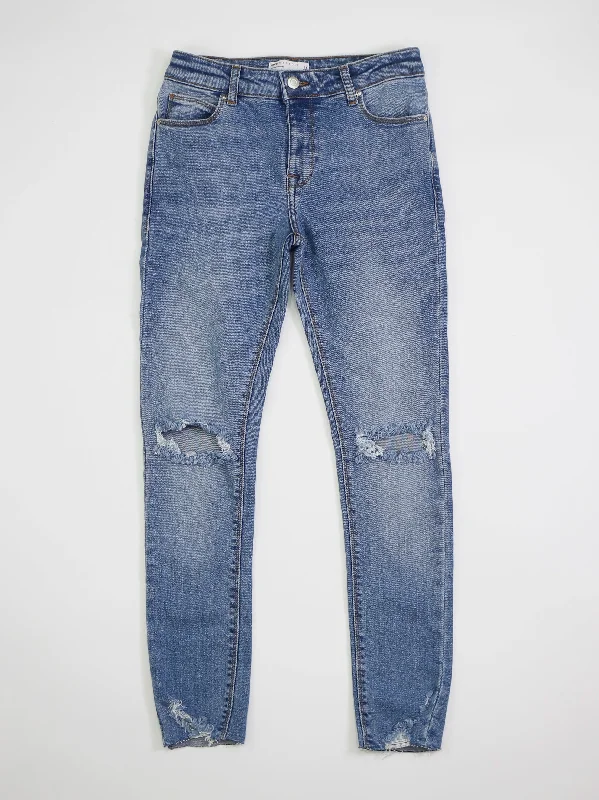 Personal Design Women's Washed Ripped Skinny Jeans,Blue
