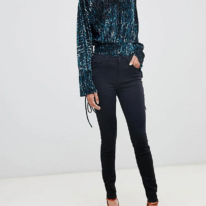 Chic Lounge Women's Mid Rise Super Skinny Jeans,Black