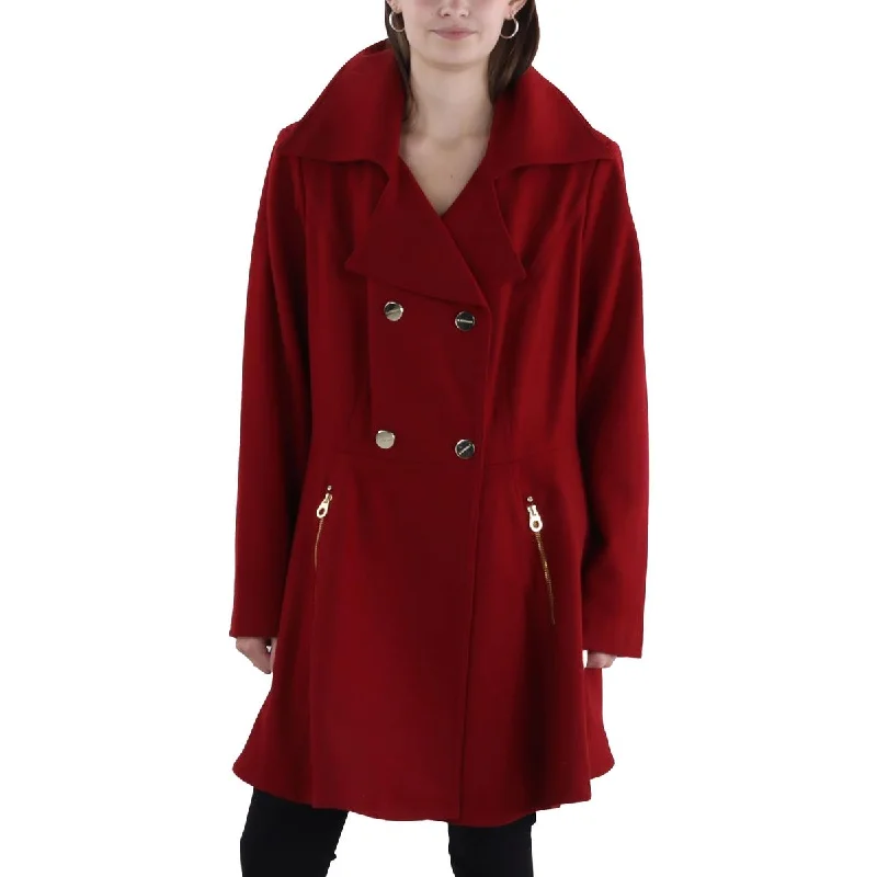 Relaxed And Casual Laundry by Shelli Segal Womens Plus Wool Blend Long Pea Coat