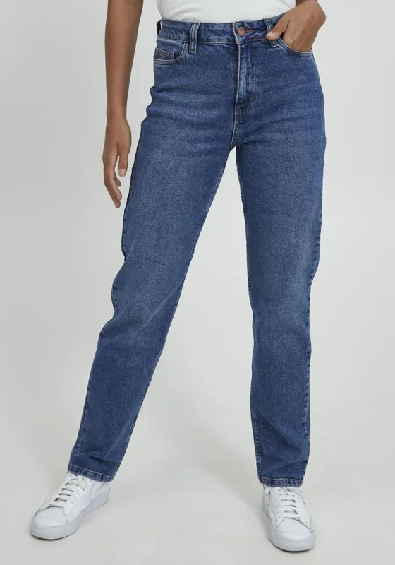 Exclusive Customization Pulz Liva Ultra High Waisted Jeans, Medium Blue Denim