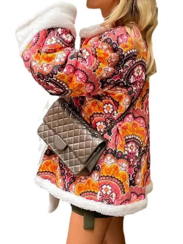 Simple Style Street Retro Print  Wool Women Coat