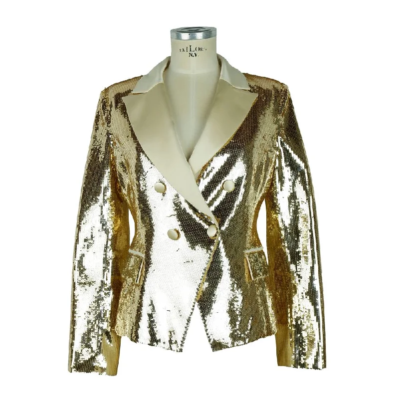 Trendy Items Elisabetta Franchi Chic Sequined Double-Breasted Yellow Women's Jacket