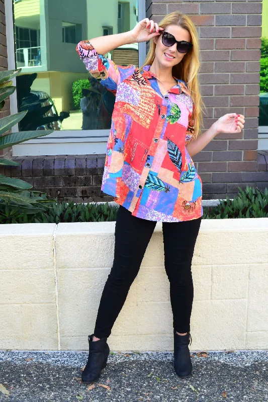 Trendy Dresses Quilted Pocket High Collar Tunic Shirt