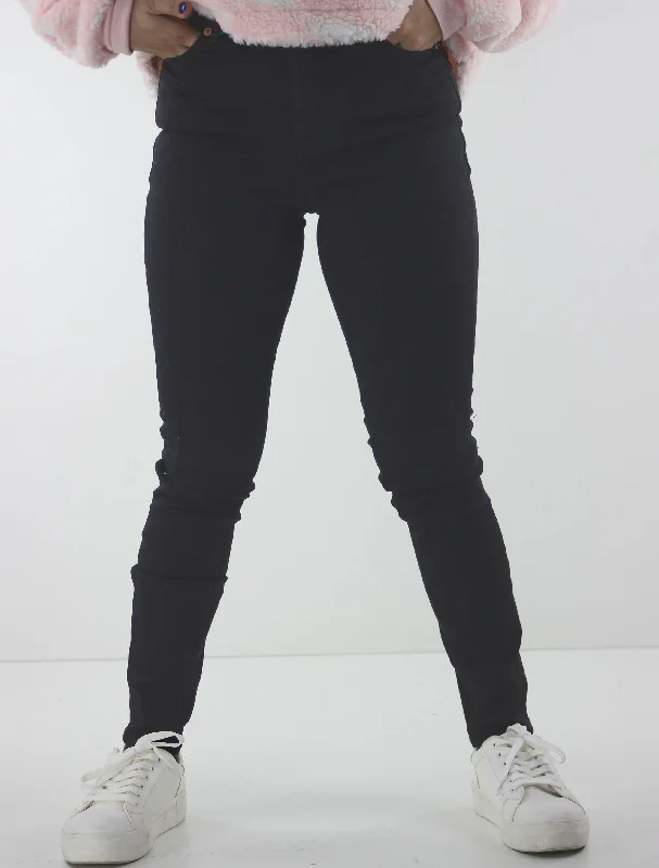 Elegant Comfort Women's Plain Solid Jeans,Dark Grey