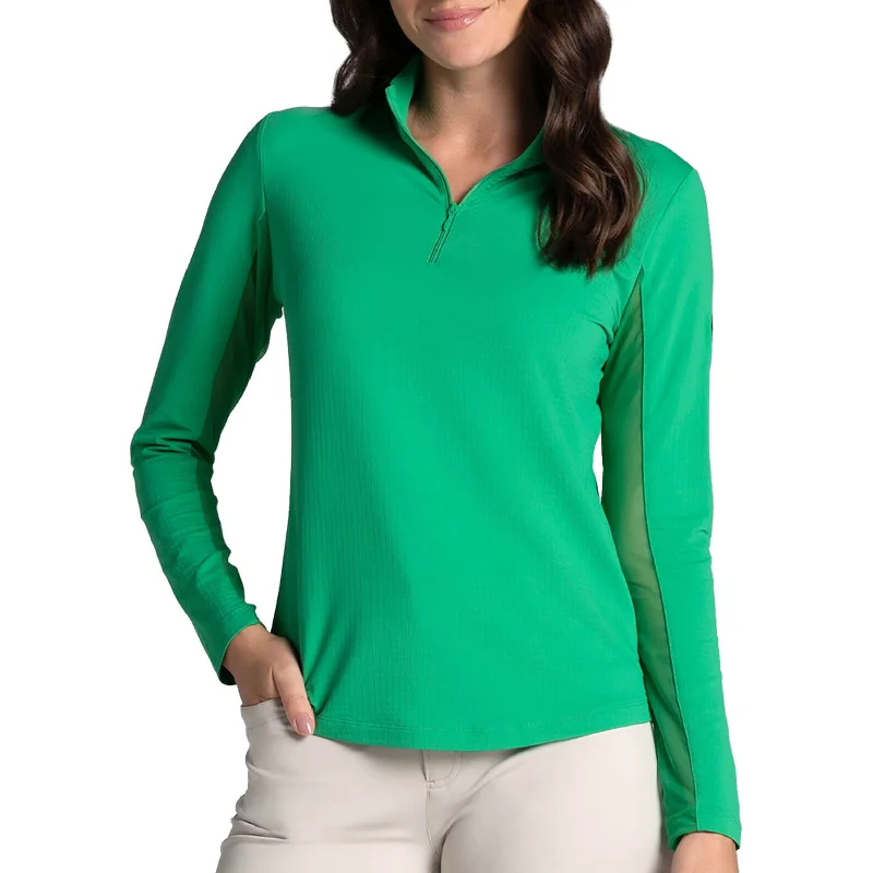Relaxed Looks IBKUL Women's Lucky Charm Long Sleeve Mock Neck Top - Green