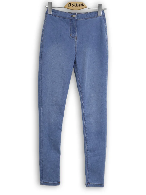 Comfortable Wear Women's Plain Solid Skinny Jeans,Light Blue