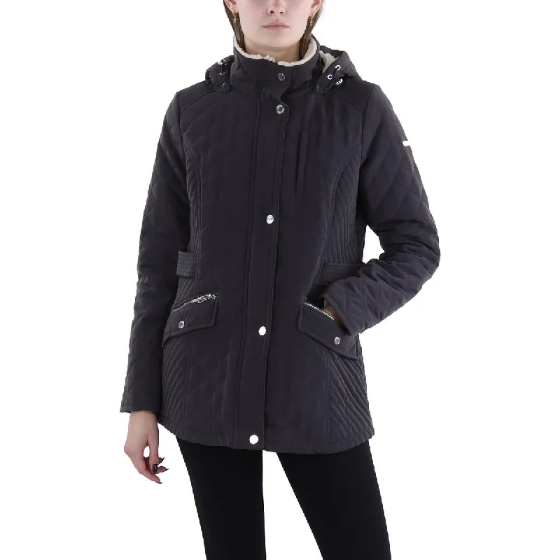 Celebrity Style Laundry by Shelli Segal Womens Faux Fur Hooded Quilted Coat