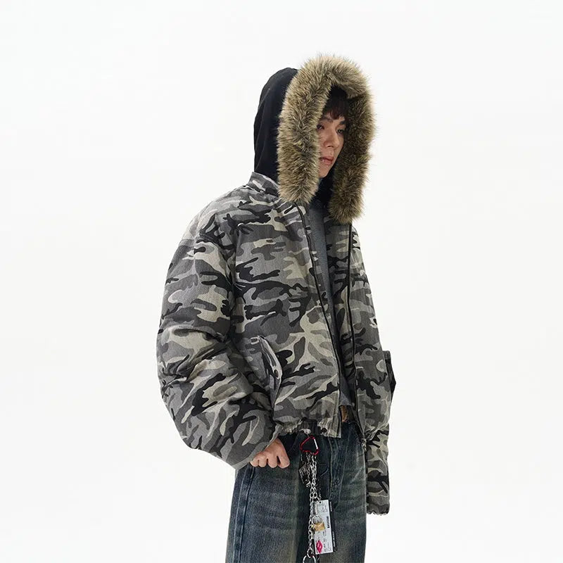 Urban Style Camouflage Hooded Jacket