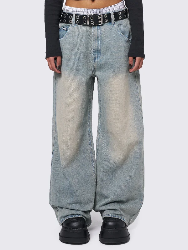 Simple Style Glen Blue Baggy Jeans