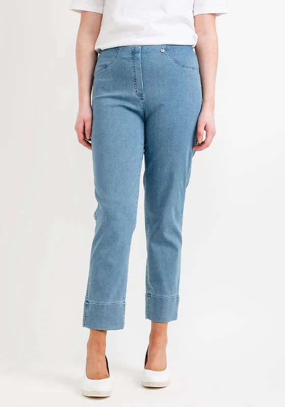 Elegant Outline Robell Bella 09 Ankle Grazer Denim Look Trousers, Light Blue Denim