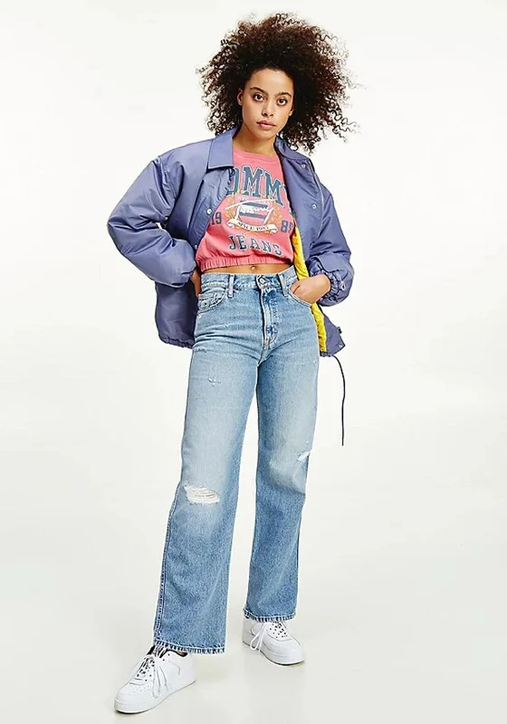 Relaxed Wear Tommy Jeans Womens Betsy Straight Leg Jeans, Light Blue