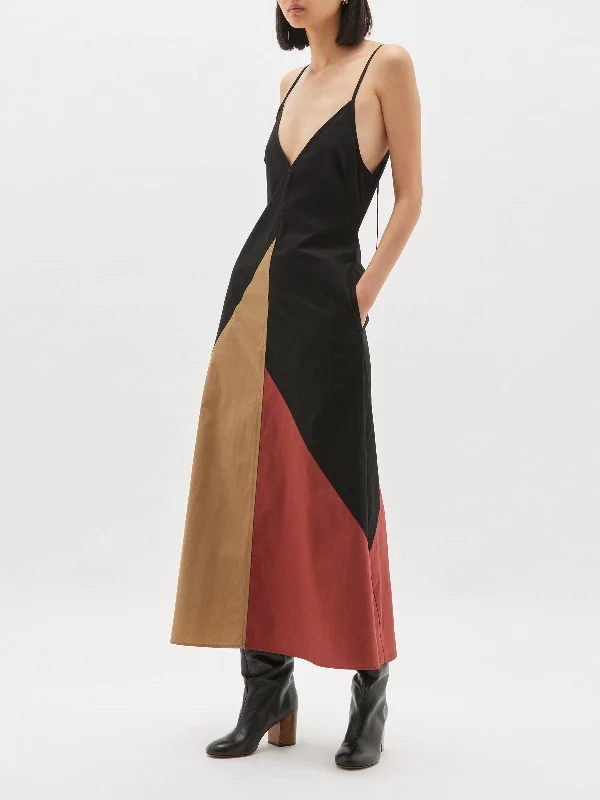 Easy-to-Wear contrast panelled cotton dress