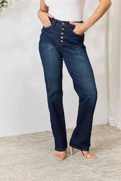 High Street Series Judy Blue Full Size Button-Fly Straight Jeans