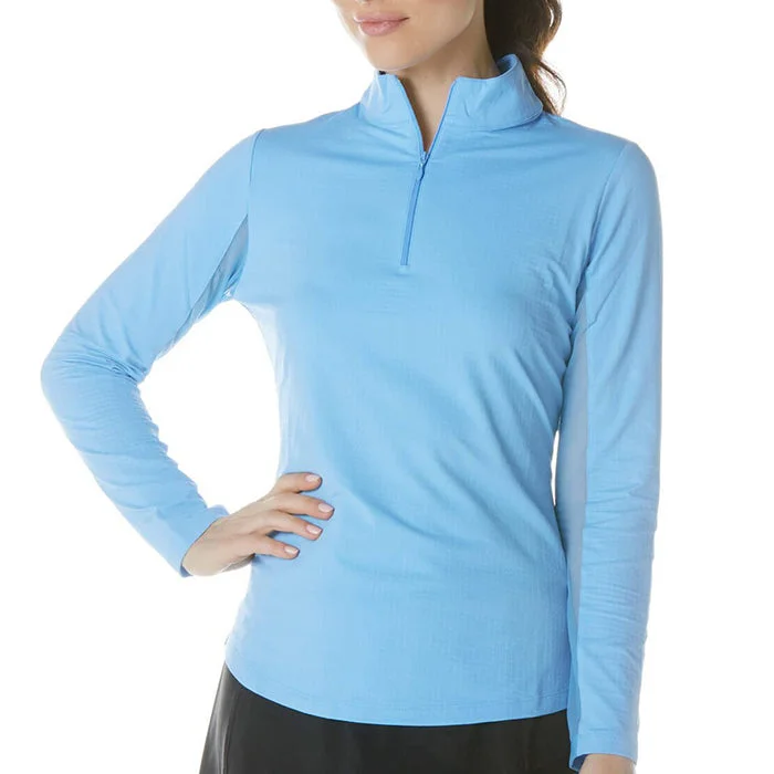 Weekend Comfort IBKUL Womens Long Sleeve Mock Solid Top - Peri