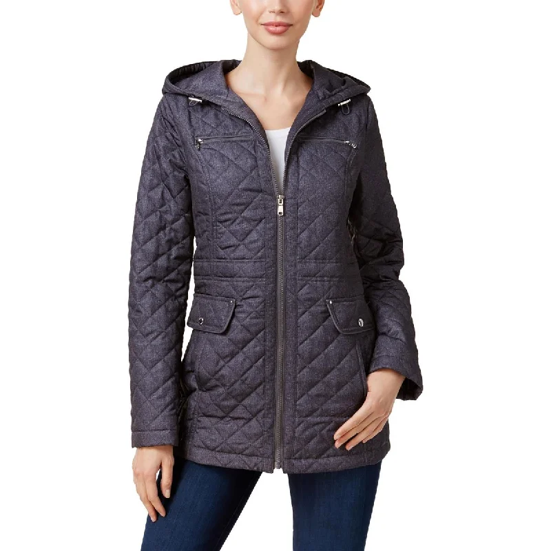 Knitted Design Laundry by Design Womens Hooded Short Quilted Coat