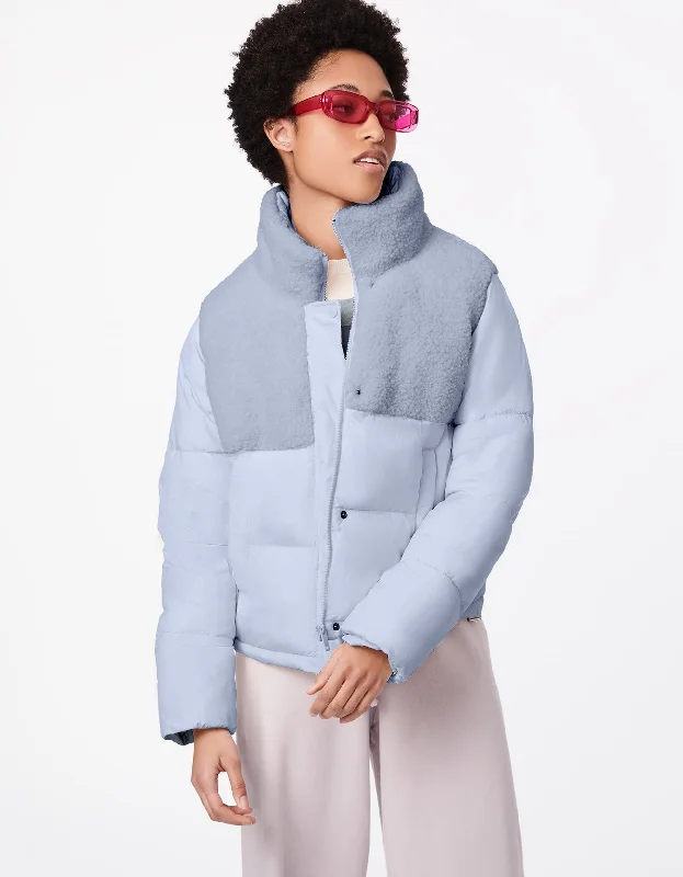 French Style Bernie Cozy Combo Vegan Fur Puffer Jacket
