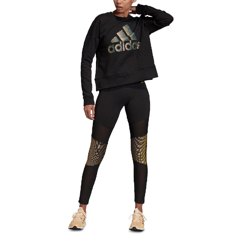 Adidas Women's Glam-Logo Sweatshirt Black Size Large