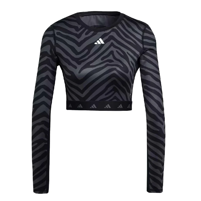 Cozy Sweaters adidas - Women's Techfit Crop Long Sleeve Zebra T-Shirt (IB3609)